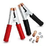 Topolenashop Kit 2 Pinze Batteria Auto 600A in Acciaio Inox – Morsetti Coccodrillo per Cavi 12V/24V, Clip Avviamento per Auto, Moto, Camion e Barca