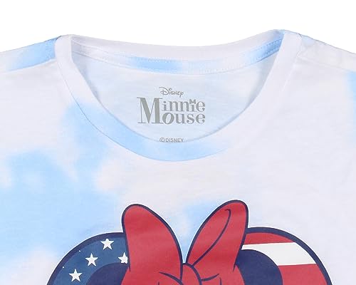 Disney Girls' Minnie Mouse American Flag Heart Tie-Dye Cropped Kids T-Shirt3