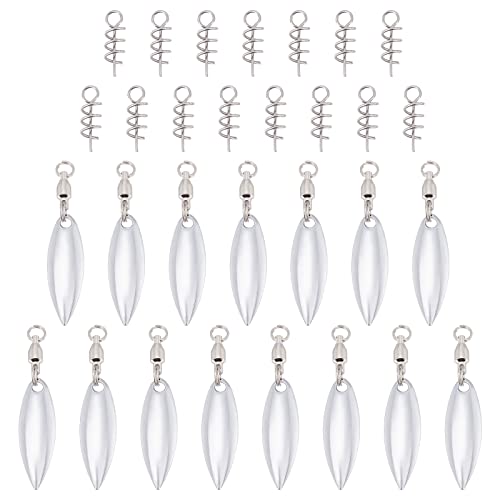 SUPERFINDINGS 15pcs Fishing Lures Willow or Colorado Blade Stainless Steel Color Spinner Blades Bearing Swivels Tail Spinner Spinnerbait Lure Making Supplies Bass Lures with 15pcs Fishing Spring Pins