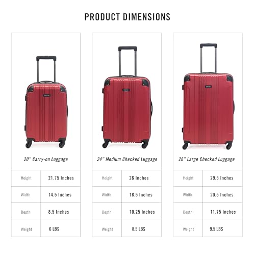 Image of Kenneth Cole REACTION Out of Bounds Lightweight Hardshell 4-Wheel Spinner Luggage, Scarlet Red, 28-Inch Checked
