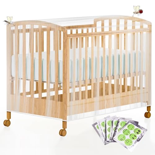 faburo Zanzariera Lettino Bambini per Passeggino, Seggiolino Auto, Culla e Lettino da Viaggio con 36 pz Repellente(Colore casuale) per Zanzare Su Cerotti per Attività All'aperto, 136 * 60 * 90cm