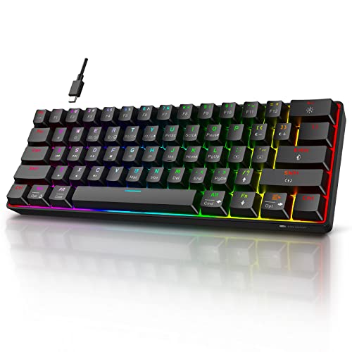 Koorui 60% Gaming Keyboards, 61 Keys Wired Ultra-Compact Mechanical Keyboard 26 Rgb Backlit With Red Switch Mini Keyboards For Windows Macos Linux #TOP8