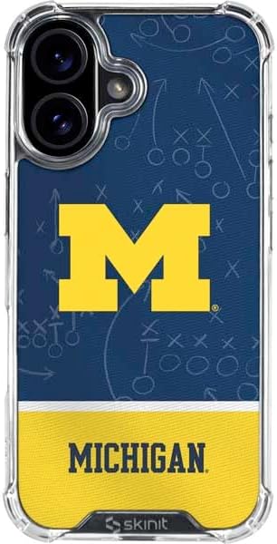 Skinit Clear Phone Case Compatible with iPhone 17 - Officially Licensed University of Michigan Jersey Split Design