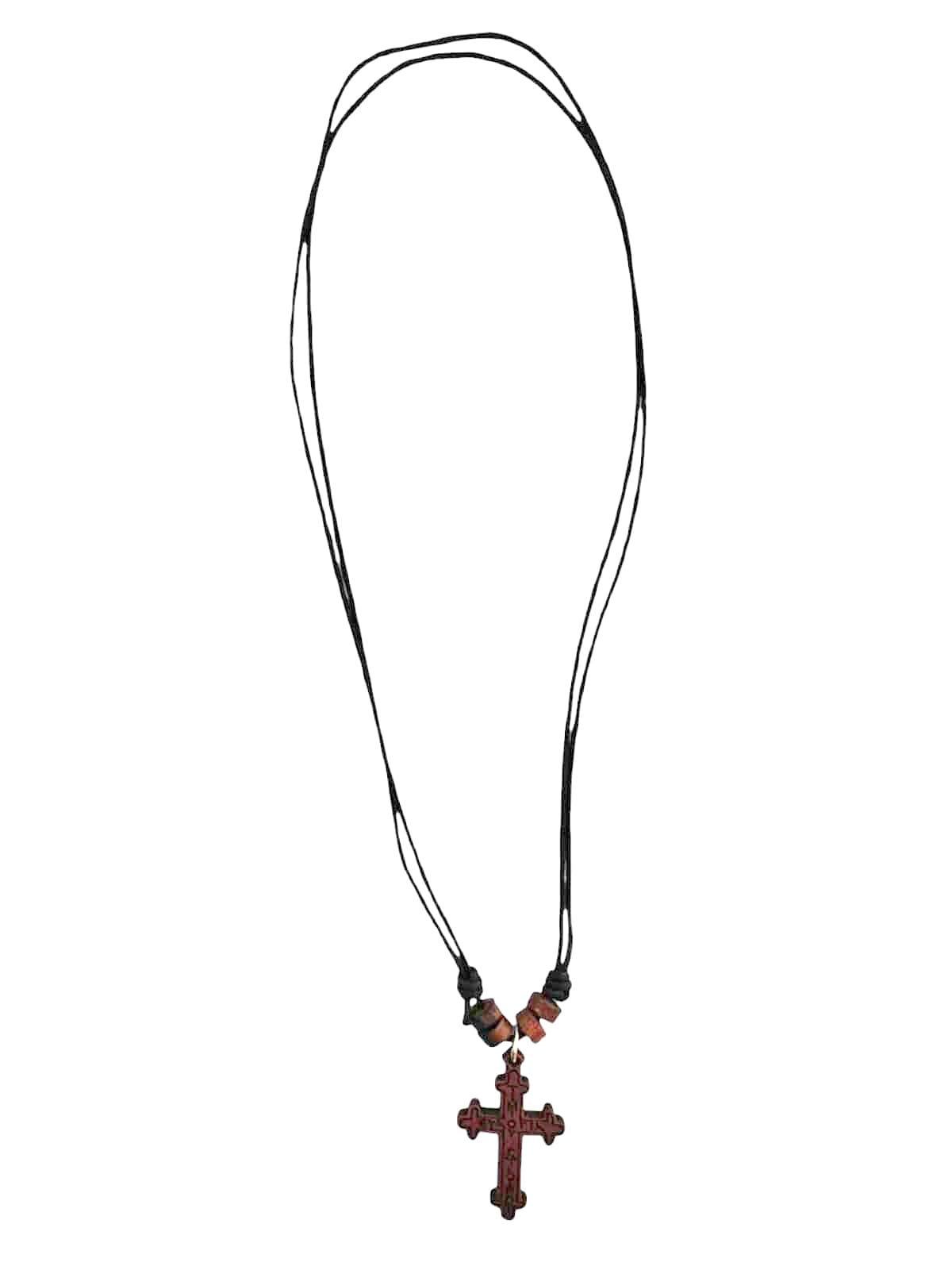 IconsGr Collana con ciondolo religioso greco cristiano ortodosso con croce in legno – crocifisso/5