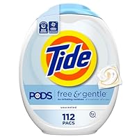 Tide PODS Free & Gentle Laundry Detergent Soap Pacs, 112 Count, Tide PODS Laundry Detergent