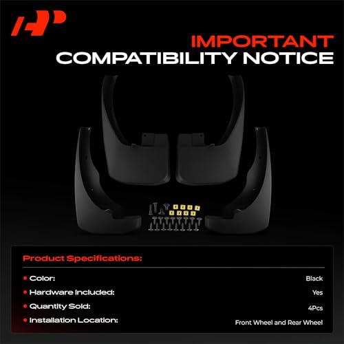 A-Premium Mud Flaps Compatible with Nissan Frontier 2005-2023 Pickup, No Drilling Required Mud Guards with Hardware Accessories, Set of 4 Front and Rear by A-Premium - Used condition - Image 3