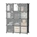 AWTATOS Organizador de Almacenamiento de 12 Cubos con Puertas, Estante de Almacenamiento de plástico, estantería de Almacenamiento Modular, Estante de Almacenamiento apilable para Dormitorio, hogar