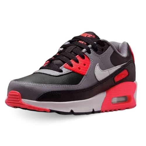 Nike Air Max 90 Big Kids' Shoes (HF6358-005, Black/Cool Grey/Bright Crimson/Photon Dust)