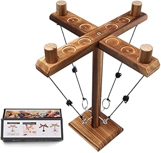 Hooks Ring Toss Game for Kids Adults, Joycabin Four Person Toss Hook Ring Toss Interactive Battle Game, Handcrafted Wooden Tabletop Board Games for Bars Home Party