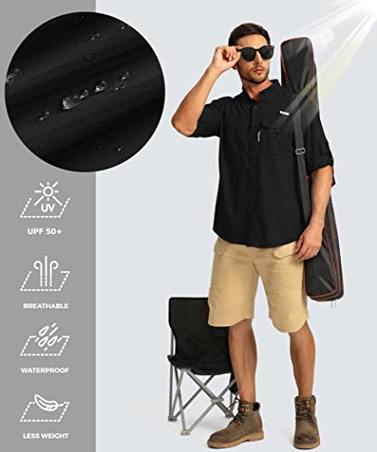 Men's Sun Protection Fishing Shirts Long Sleeve Travel Work Shirts for Men UPF50+ Button Down Shirts with Zipper Pockets4