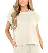 Womens Fashion Short Sleeve Shirts Oversized Knitted Tops Sexy Crewneck Blouses for Women Loose C...