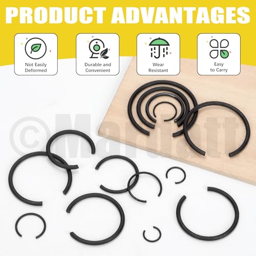 Mardatt 322 Stück 14 Größen 7mm bis 30mm Runddraht C-Clips Interne Sprengringe Sortiment Kit, Runddraht Sprengringe Halteringe für Loch, M7 M8 M10 M12 M14 M16 M18 M20 M22 M24 M25 M26 M28 M30