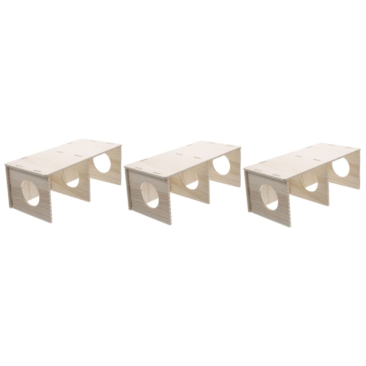 POPETPOP 3pcs Hamster solid wood house hamster hiding platform hamster hut hamster toy squirrel houses for outside winter Guinea pig wood cabin squirrel guard Rutted Chicken Small animals