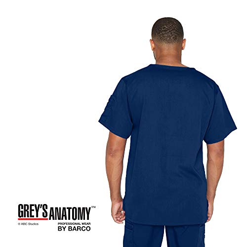Grey's Anatomy Men's Modern Fit V-Neck Scrub Top, Indigo, Large - Thumbnail 2