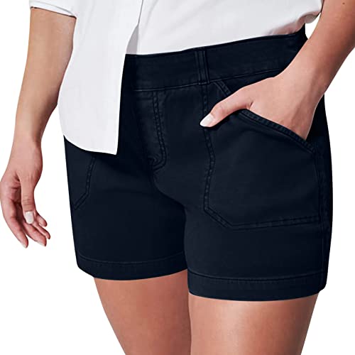 Shorts For Women Stretch Twill Jean Shorts Summer Casual Chino Bermuda Short Athletic Denim Shorts Hiking Shorts With Pockets High Waisted Workout Shorts Plus Size Running Gym Shorts Navy Xxl #TOP1