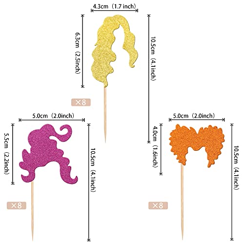 Rsstarxi 24 Pack Halloween Witch Hair Cupcake Toppers Glitter Hocus Pocus Halloween Cupcake Picks Trick Or Treat Cake Decorations For Halloween Theme Baby Shower Kids Birthday Party Supplies #TOP1