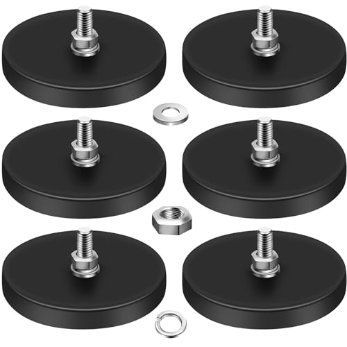 DIYMAG 6Pcs Rubber Coated Magnets with M6 Threaded Studs