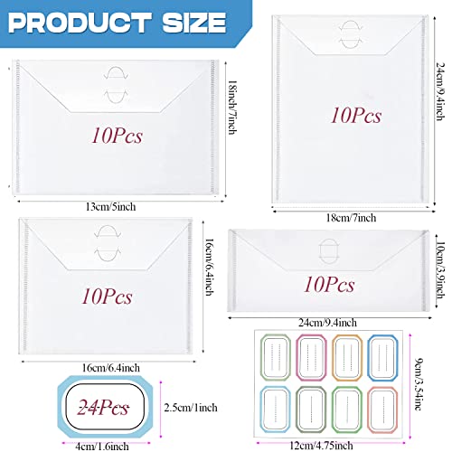 Image of 40-Piece Stamp & Die Storage Pockets - 48 Label Stickers, 4 Sizes - Scrapbooking Storage for Card Making, DIY Crafts