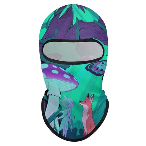 Dark Night Fox and Elves Balaclava Ski Mask Full Head Cover Sun UV Protection Neck Gaiter Windproof Thermal for Skiing Cycling Helmet Friendly