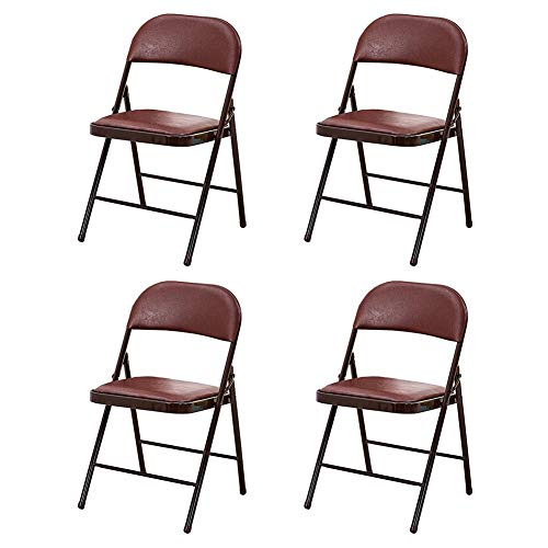ZHDWM Chair 4 Folding Chair Thickening Dining Chair Iron Frame Conference Chair Table And Chair Office Chair Folding chair (Color : 4)