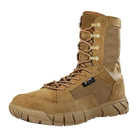 YEVHEV Tactical Shoes Men's Lightweight Military Boots Non-Slip Ultralight Sports Shoes Wear-Resistant Military Boots for Camping, Hiking, Sports, Outdoor, brown, 9 UK Cover