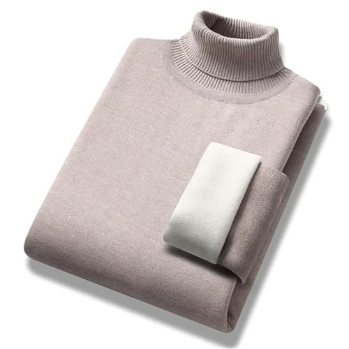 Men Autumn Winter Turtleneck Sweater Solid Color Fleece Warm Slim Knitted Pullovers3