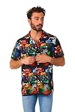 Opposuits Men's Beetlejuice Hawaii Shirt - Halloween Themed Party Shirt - Short Sleeve Button-Up Shirt - Multicolor
