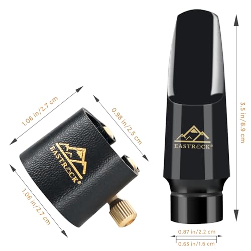 image for EASTROCK Alto Saxophone Mouthpiece Kit includes Leather Ligature, Plas