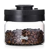 Bincoo Vacuum Sealed Coffee Canister with Time Tracker - Airtight Food Storage Container, Manual Pump Preserves Freshness for Coffee Beans, Nuts, Dry Goods, Glass Jar with Date Dial (0.4L)