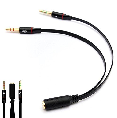 Audio Splitter Kabel Y Adapter Kopfhörer Headset 3,5mm Klinke Stereo Schwarz