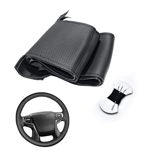 ランドクルーザープラド(トヨタ) 150系 ハンドルカバー ステアリングカバー 手縫い 滑り防止 本革 握りやすい 手触り感 内装アクセサリー カスタム ブラック+ブラックステッチ ZP019