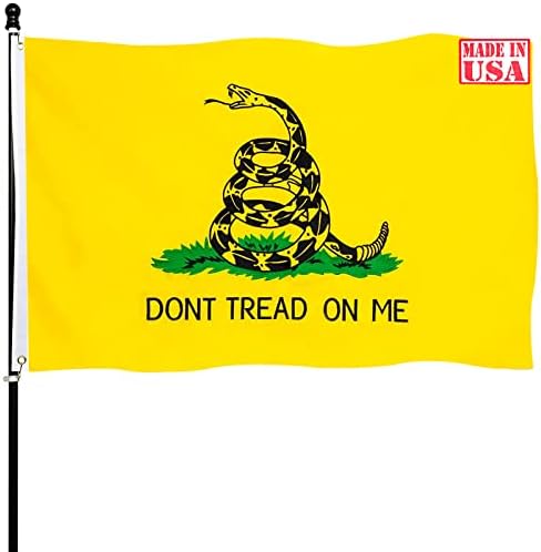 Embroidery Gadsden Flag 3x5 Dont Tread On Me Flag Double Sided Heavy Duty 340D Nylon Cloth Vivid Color Anti-Fading Tea Party Rattlesnake Banner with 2 Brass Grommets