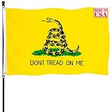 Embroidery Gadsden Flag 3x5 Dont Tread On Me Flag Double Sided Heavy Duty 340D Nylon Cloth Vivid Col