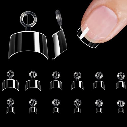 Soft Gel Extra Short Tapered Square False Nail Tips 600Pcs Clear Half Cover Salon Quality Press On Nails for Home Manicure Extension DIY Art Beginners & Professional 12 Sizes with Box BlueZOO