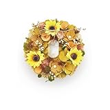 ［ 2026年 mamawreath］フラワーリース リース ひまわり 向日葵 玄関 フラワーギフト イエロー お祝い お花 ギフト オールシーズン 玄関用 プレゼント 永遠の意味 Mサイズ:25cm(直径)×7cm(厚み) (パールヒマワリM(WR-61B))