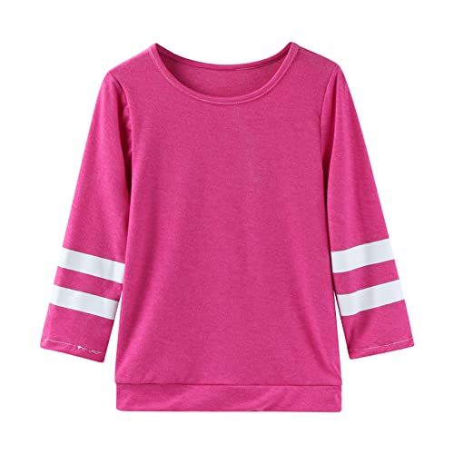 Túnica infantil para meninas com gola redonda ultra macia listrada manga longa confortável casual ba