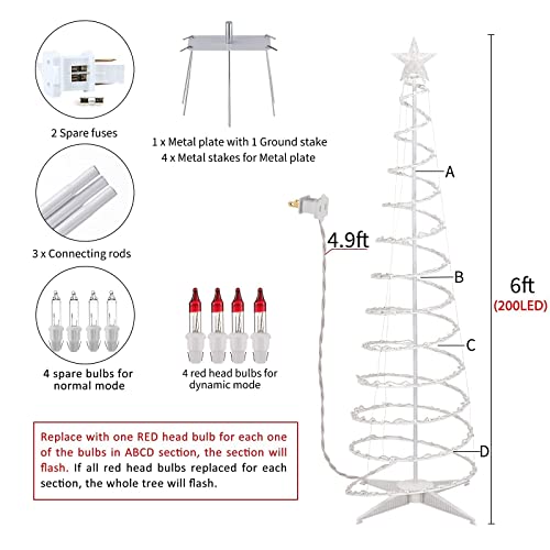 Spiral Christmas Tree With Lights, 6 Feet Christmas Tree Lights With 7” Star Topper, Ul Certification Collapsible Outdoor Spiraling Tree Lights For Xmas Patio Lawn Wedding Decorations (Warm White) #TOP3