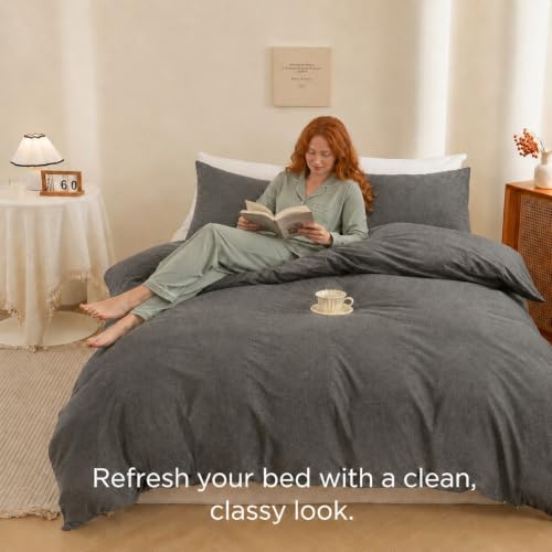 Image of Dark Grey Duvet Cover Only Ultra Soft & Breathable Comforter Cover King