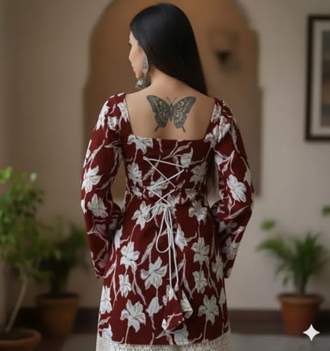 Image of Womens Pure Cotton Regular Floral Printed Top for Women