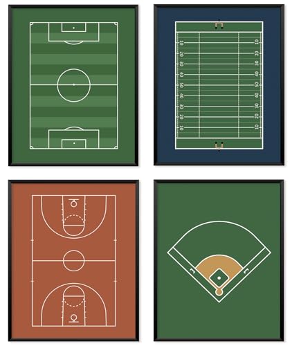 Sports Boys Room Wall Art Print Set of 4