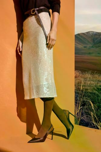 Image of FALKE Women's Pure Matt 50 Denier Tights, Matte Hosiery, Casual or Dress Clothing, Semi-Opaque Mid-Thick, Nylon, Blue (Marine 6179), M, 1 Pair