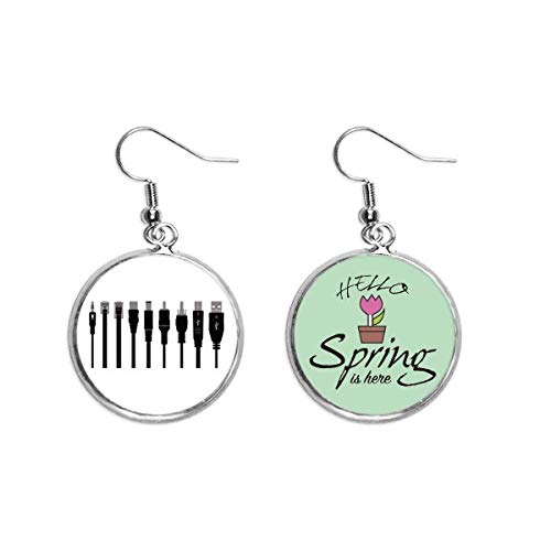 Pendientes de primavera cable de carga enchufe negro joyas decorativas