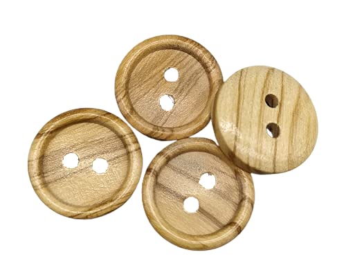 50 Knöpfe aus Olivenholz, 2 Löcher, 6 Größen (10,12, 15, 18, 20 und 25 mm), hergestellt und versendet aus Spanien (15 mm) Cover