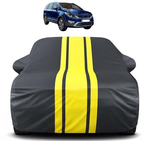 Image of Auto Hub Car Cover Compatible with Tata Hexa with Mirror Pocket, Soft Cotton Lining, Hexa Car Cover Waterproof - Yellow-Black