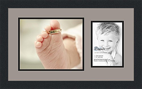 ArtToFrames Double-Multimat-190-88/89-FRBW26079 Collage Photo Frame Double Mat with 1-5x7, 8x10 Openings and Satin Black Frame