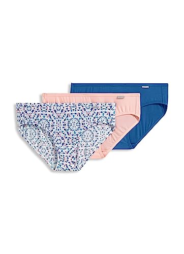 Image of Jockey Women's Underwear Supersoft Bikini - 3 Pack, Coral Mist /Kaleidoscope Prism /Aged Indigo, 10