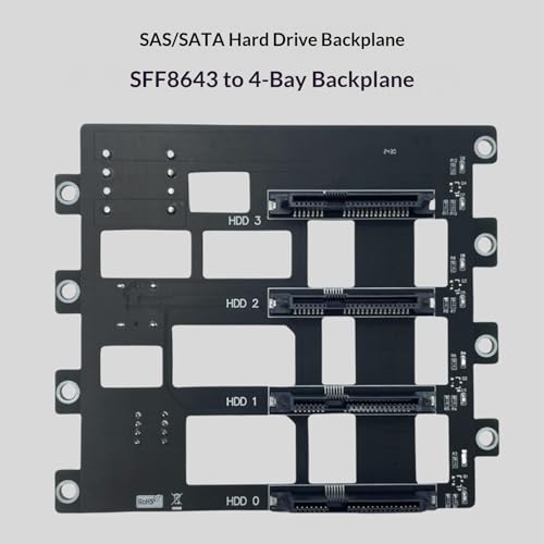 Placa base SFF8643 SAS SATA de 4 bahías metálicas para disco duro HDD de 6 Gbps con LED 7