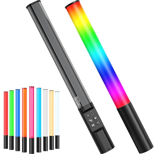 Photography Light Wand,Heysliy RGB Handheld LED Light Stick,Portable Studio Light Bar with 2600mAh Rechargeable,1000 Lumens Adjustable Brightness 2500K-9900K, Dimmable 9 Colours