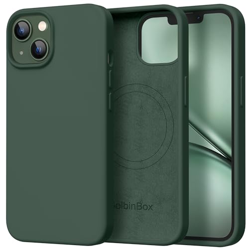 Image of GolbinBox Magnetic for iPhone 13 /14 Case, Silicone Cover, Dark Green