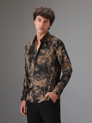 Image of Pinkmint Men Printed Cambric Cotton Shirt |Stylish Designer| Lightweight Summer Wear| Regular Fit Shirt for Men (Available in Plus Size)